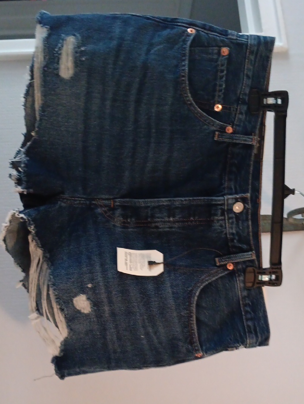 Levi's Distressed Dark Blue Denim Jean Shorts